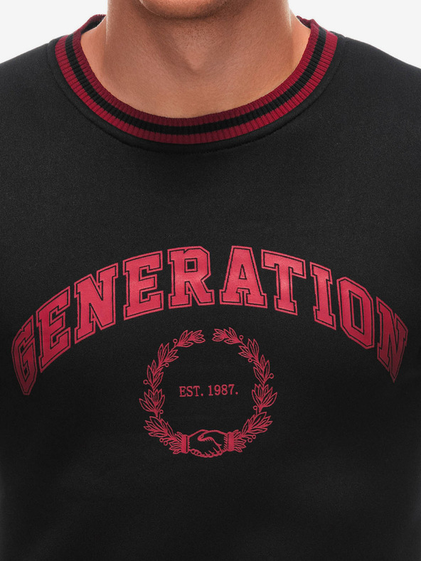 Edoti Červeno-čierna pánska mikina s potlačou Edoti