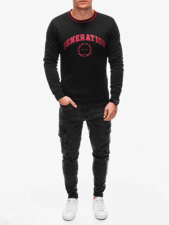 Edoti Červeno-čierna pánska mikina s potlačou Edoti