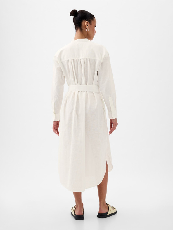 GAP Ľanové košeľové oversize šaty GAP