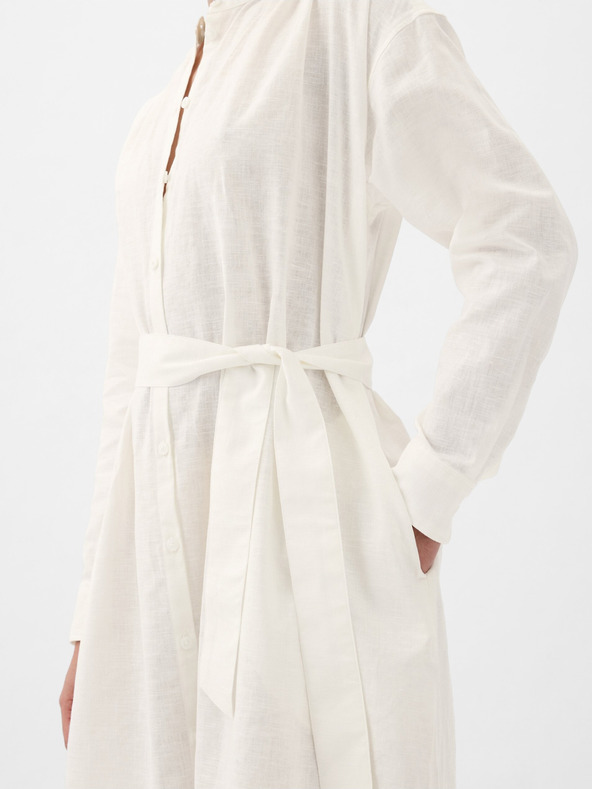 GAP Ľanové košeľové oversize šaty GAP