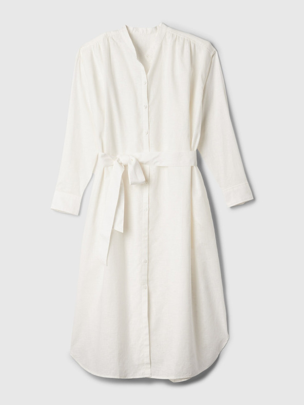 GAP Ľanové košeľové oversize šaty GAP