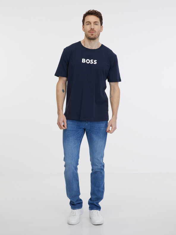 BOSS Tmavomodré pánske tričko BOSS