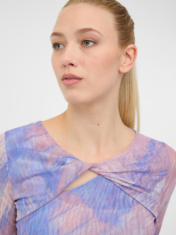 Orsay Svetloružové dámske vzorované tričko s dlhým rukávom ORSAY