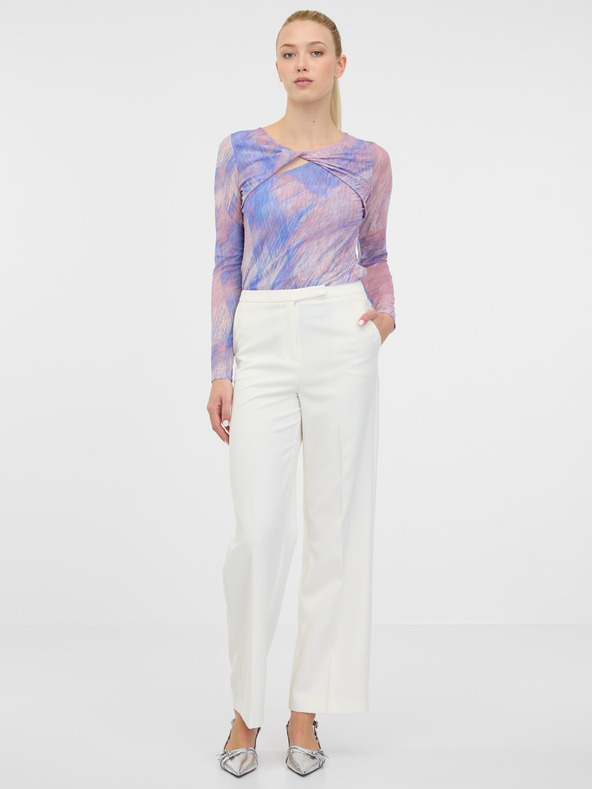 Orsay Svetloružové dámske vzorované tričko s dlhým rukávom ORSAY