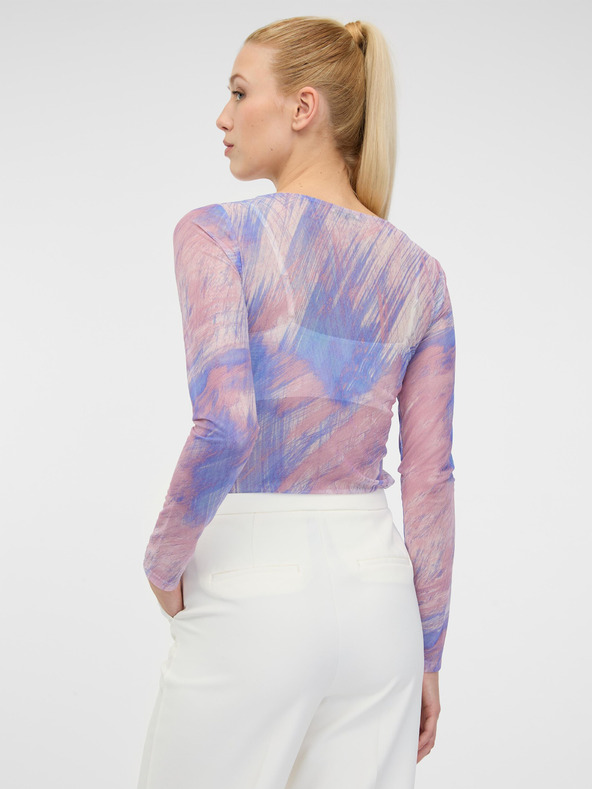 Orsay Svetloružové dámske vzorované tričko s dlhým rukávom ORSAY