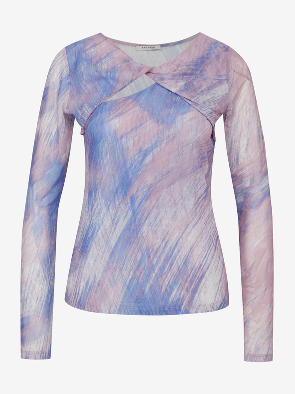 Orsay Svetloružové dámske vzorované tričko s dlhým rukávom ORSAY