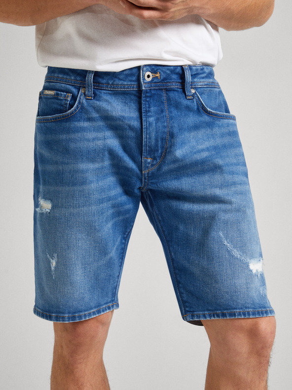 Pepe Jeans Modré pánske džínsové šortky Pepe Jeans
