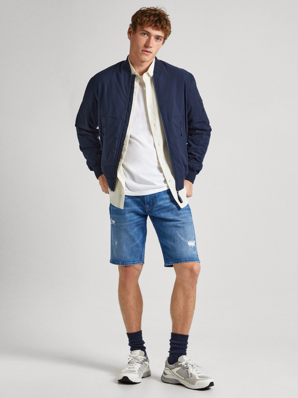 Pepe Jeans Modré pánske džínsové šortky Pepe Jeans