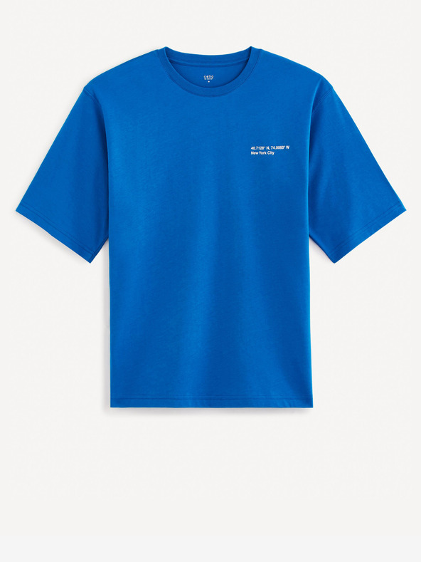 Celio Modré bavlnené tričko Celio Gesympa