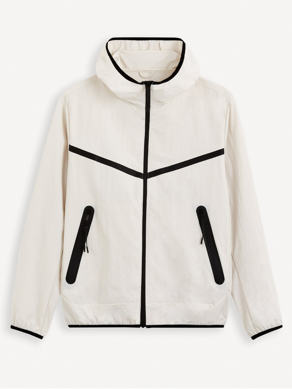 Celio Biela pánska bunda Celio Gutrack s kapucňou