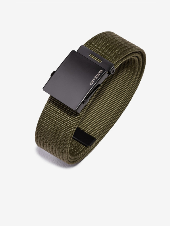 Ombre Clothing Pánsky látkový opasok - zelený A030