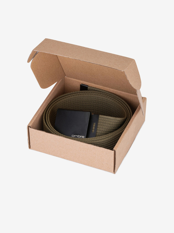 Ombre Clothing Pánsky látkový opasok - zelený A030