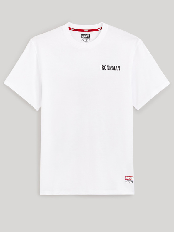 Celio Biele pánske tričko s potlačou Celio Marvel Iron Man