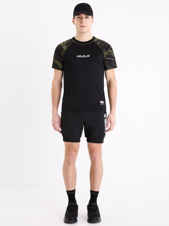 Celio Čierne pánske športové tričko Celio Marvel Hulk