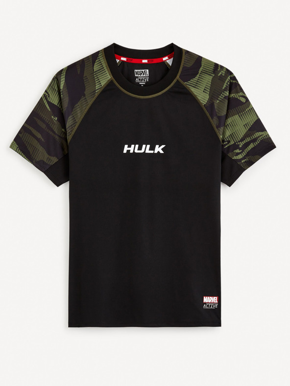 Celio Čierne pánske športové tričko Celio Marvel Hulk