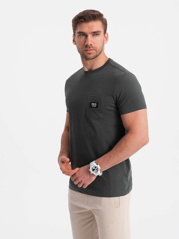 Ombre Clothing Pánske voľnočasové tričko s vreckom Ombre Oblečenie Zelená
