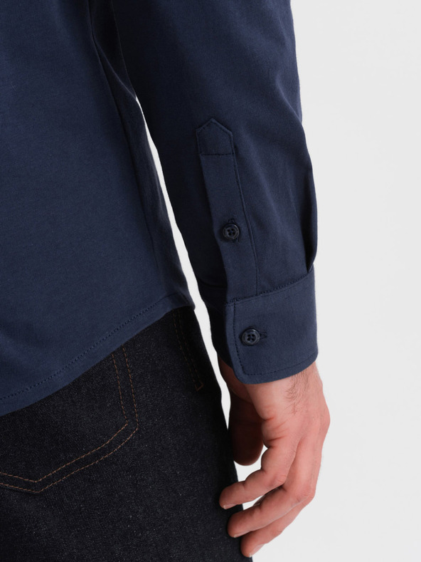 Ombre Clothing Modrá pánska džersejová košeľa Ombre Clothing