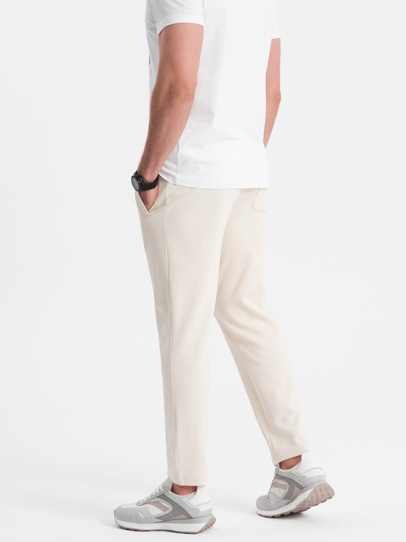 Ombre Clothing Krémové pánske tepláky Ombre Oblečenie