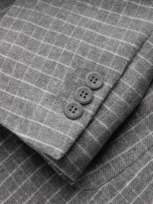 Ombre Clothing Šedá pánska károvaná bunda s prímesou vlny Ombre Oblečenie