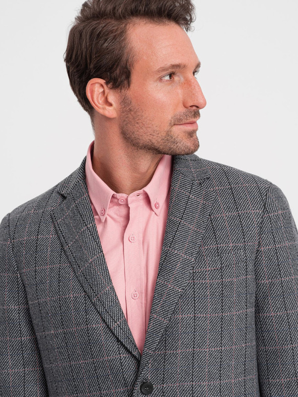 Ombre Clothing Šedé pánske žakárové sako Ombre Clothing