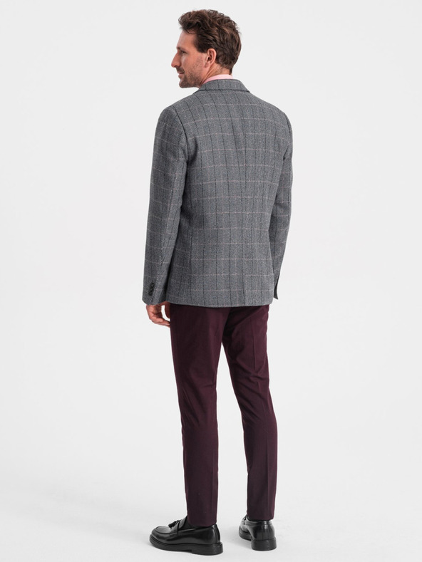 Ombre Clothing Šedé pánske žakárové sako Ombre Clothing