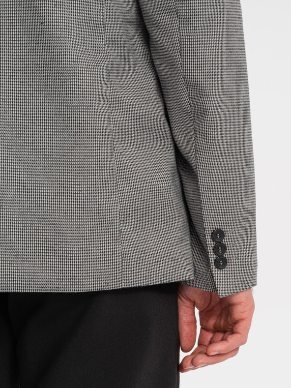 Ombre Clothing Šedé pánske sako v jemnej kocke Ombre Oblečenie