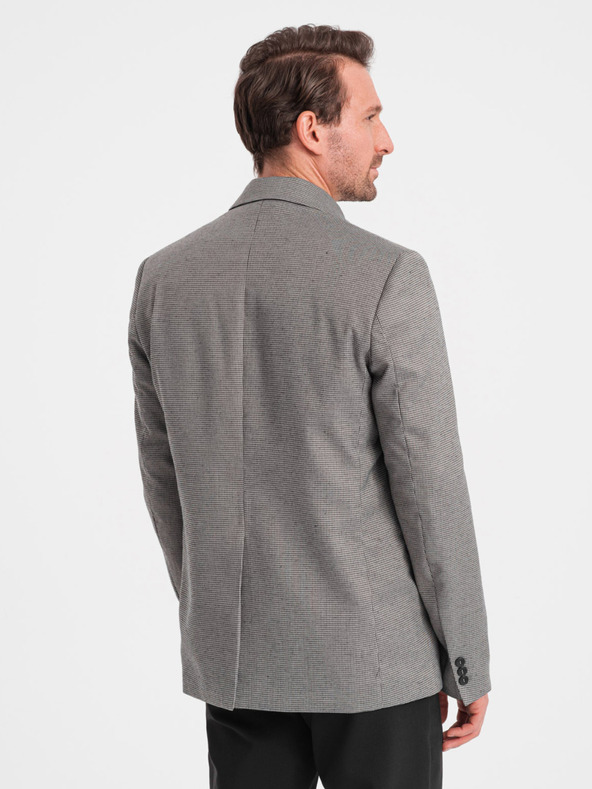 Ombre Clothing Šedé pánske sako v jemnej kocke Ombre Oblečenie