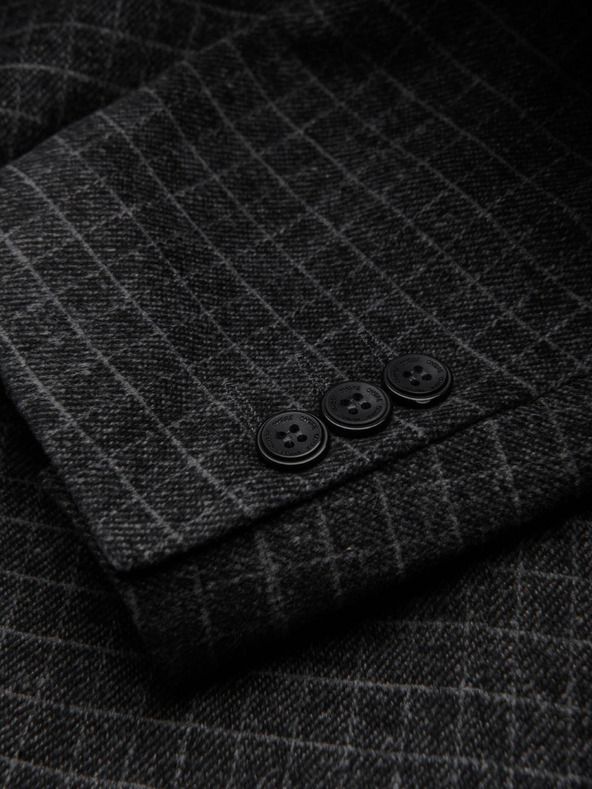 Ombre Clothing Tmavošedé pánske kárované sako s prímesou vlny Ombre Clothing