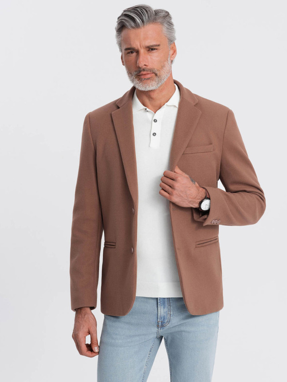 Ombre Clothing Hnedá pánska bunda Ombre Clothing