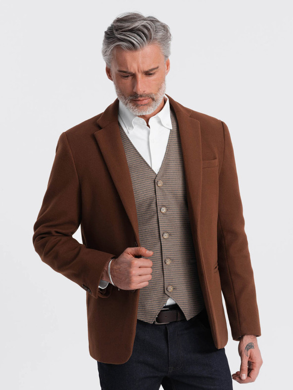 Ombre Clothing Hnedá pánska bunda Ombre Clothing