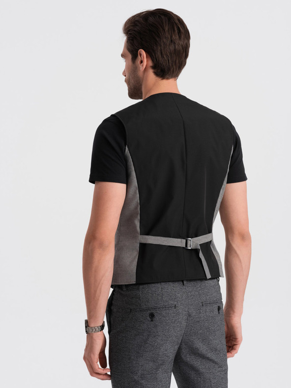 Ombre Clothing Šedá pánska žakárová vesta Ombre Oblečenie