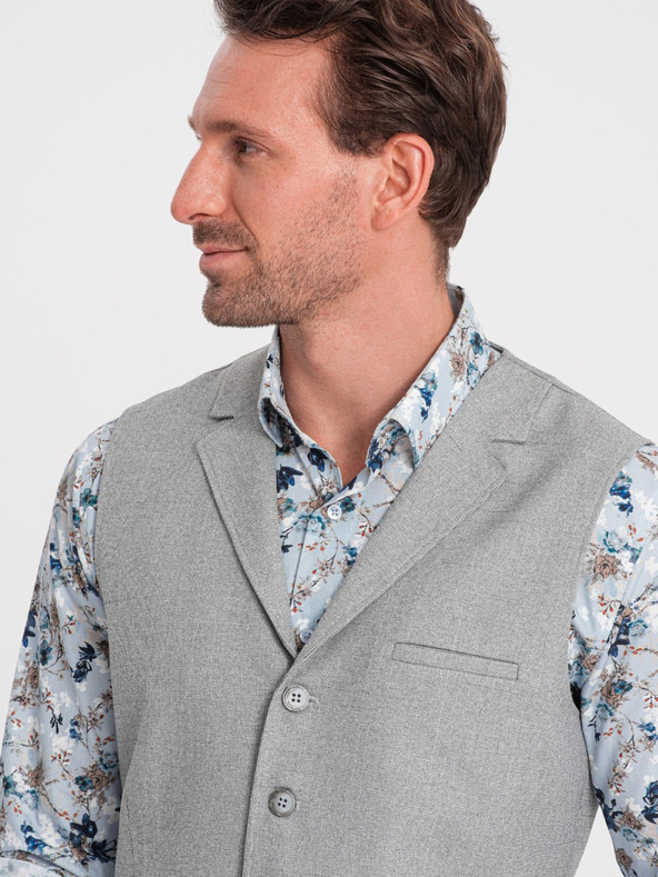 Ombre Clothing Svetlošedé pánske sako s golierom Ombre Clothing