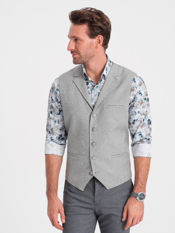 Ombre Clothing Svetlošedé pánske sako s golierom Ombre Clothing