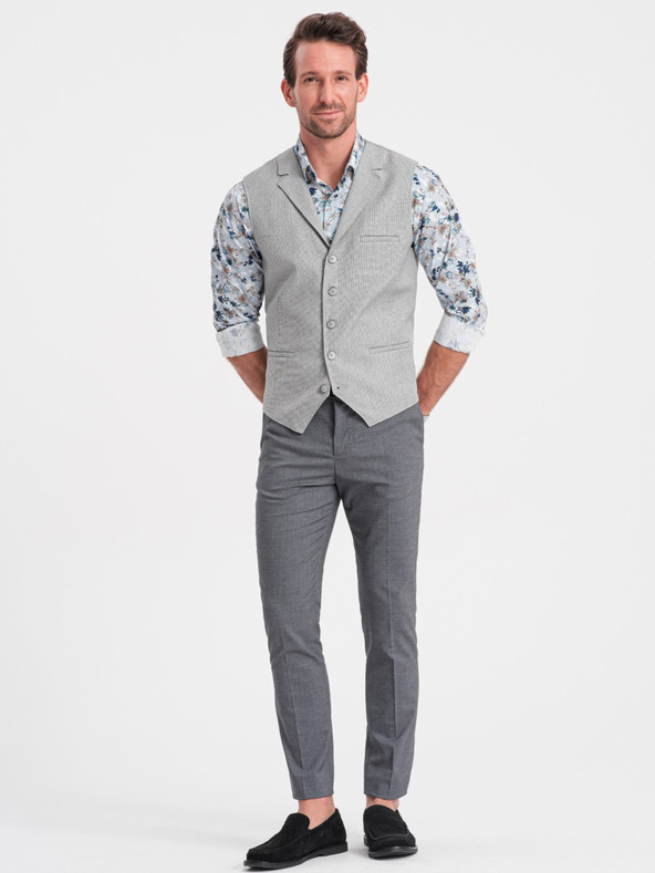 Ombre Clothing Svetlošedé pánske sako s golierom Ombre Clothing