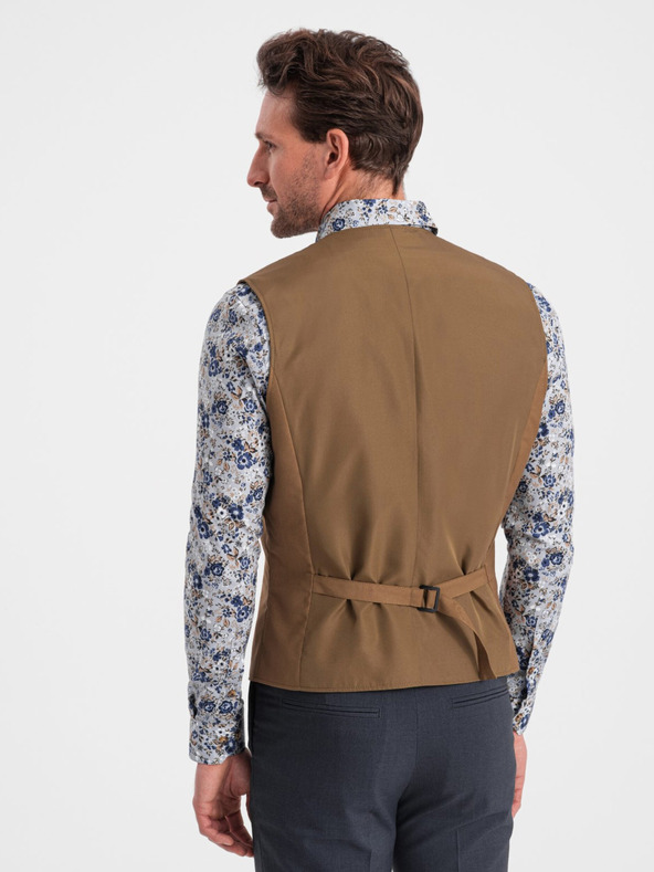 Ombre Clothing Hnedá pánska obleková vesta Ombre Clothing