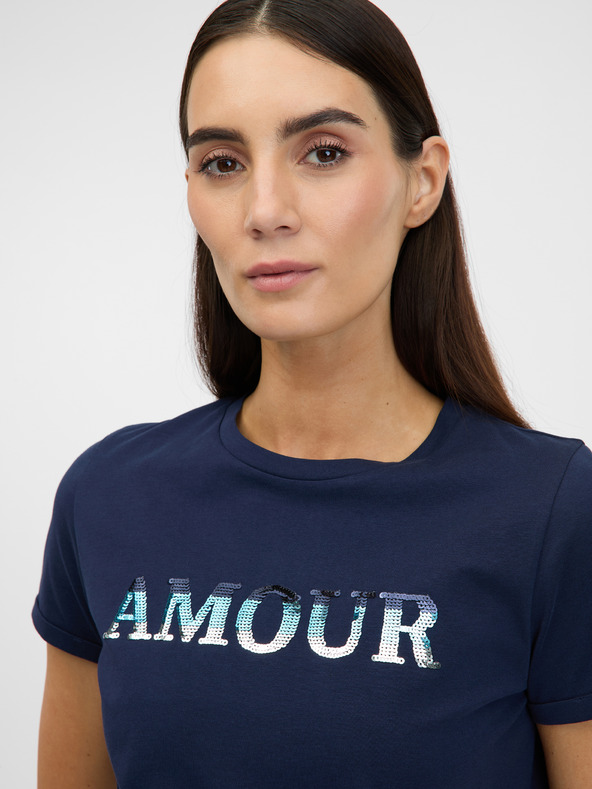 Orsay Modré dámske tričko s krátkym rukávom ORSAY