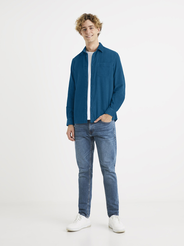 Celio Modré pánske tričko Celio Vamil
