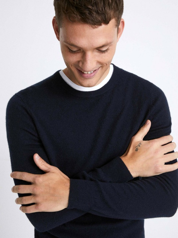 Celio Tmavomodrý pánsky kašmírový sveter Celio Jecloud