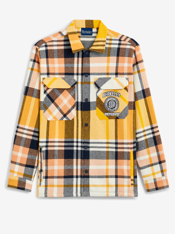 Celio Šedo-žltá pánska kockovaná košeľa bunda Celio Berkeley university
