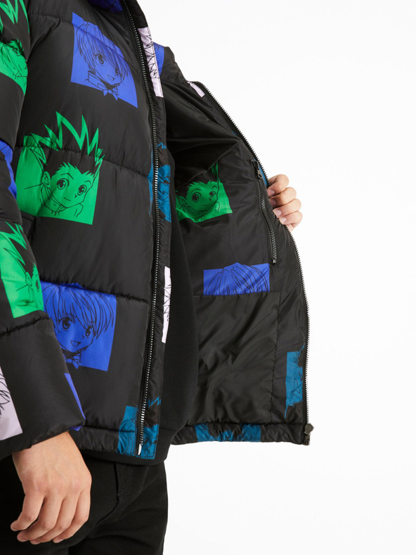 Celio Zeleno-čierna pánska prešívaná zimná bunda Celio Hunter & Hunter