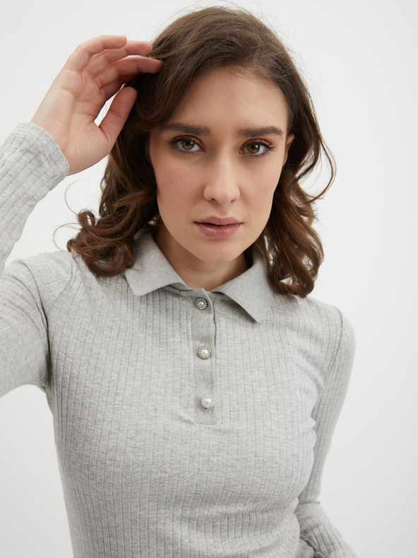 Orsay Svetlošedé dámske pruhované polo tričko ORSAY