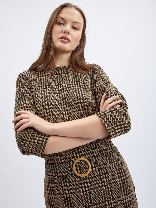 Orsay Hnedé dámske vzorované šaty ORSAY