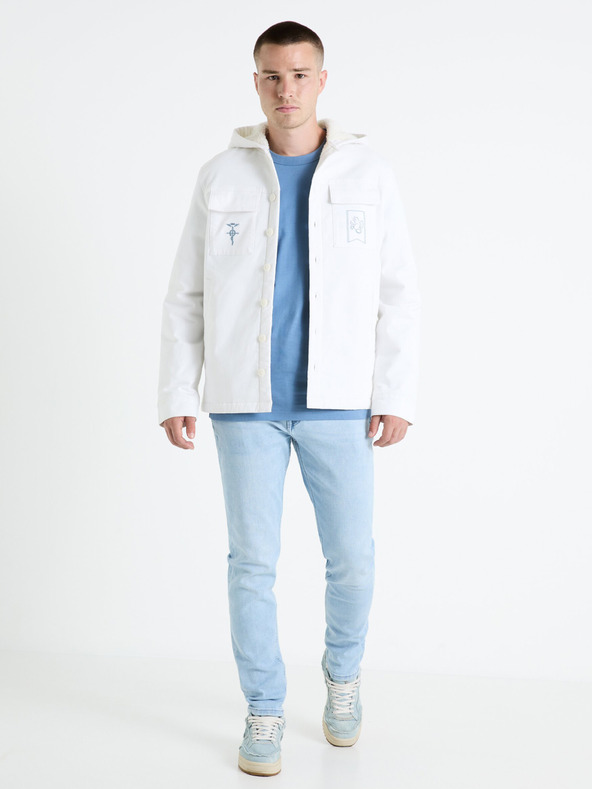 Celio Biela pánska zimná bunda s umelou kožušinou Celio Fullmetal Alchemist