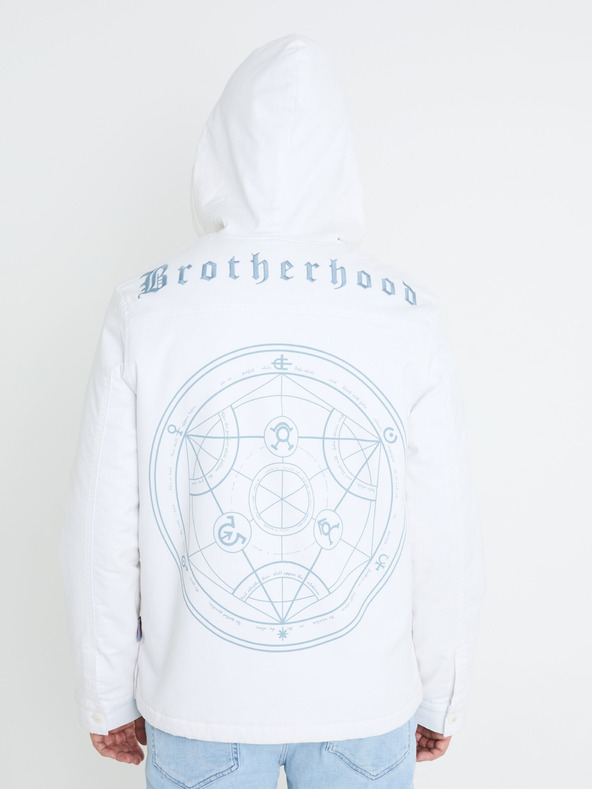 Celio Biela pánska zimná bunda s umelou kožušinou Celio Fullmetal Alchemist