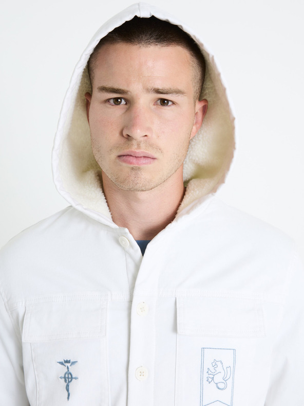 Celio Biela pánska zimná bunda s umelou kožušinou Celio Fullmetal Alchemist