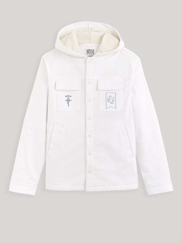 Celio Biela pánska zimná bunda s umelou kožušinou Celio Fullmetal Alchemist