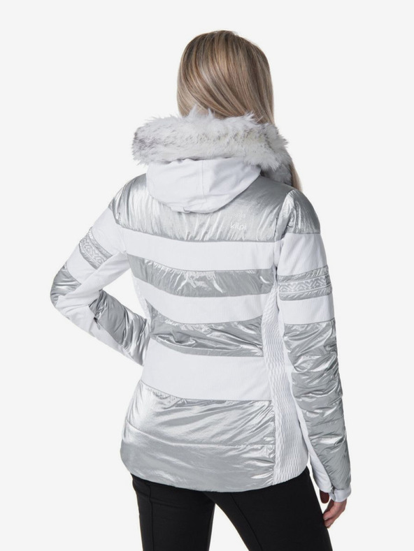 Kilpi Dámska lyžiarska bunda Kilpi Dalila v bielej, sivej a striebornej farbe