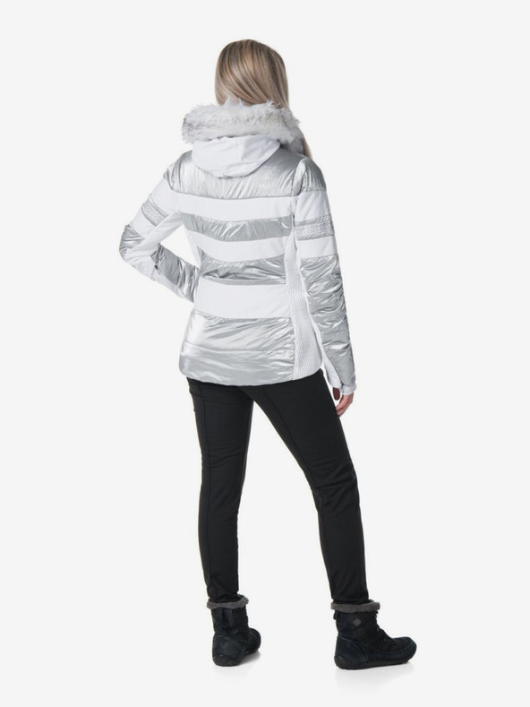 Kilpi Dámska lyžiarska bunda Kilpi Dalila v bielej, sivej a striebornej farbe