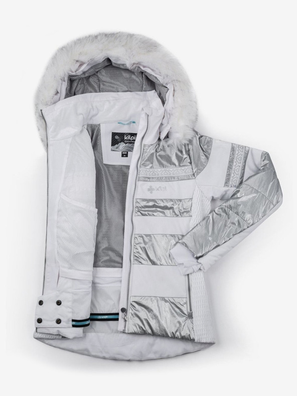 Kilpi Dámska lyžiarska bunda Kilpi Dalila v bielej, sivej a striebornej farbe