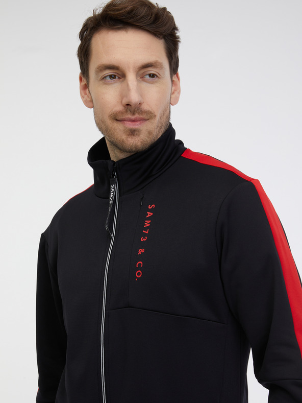 Sam 73 Čierna pánska mikina na zips SAM 73 Lucas